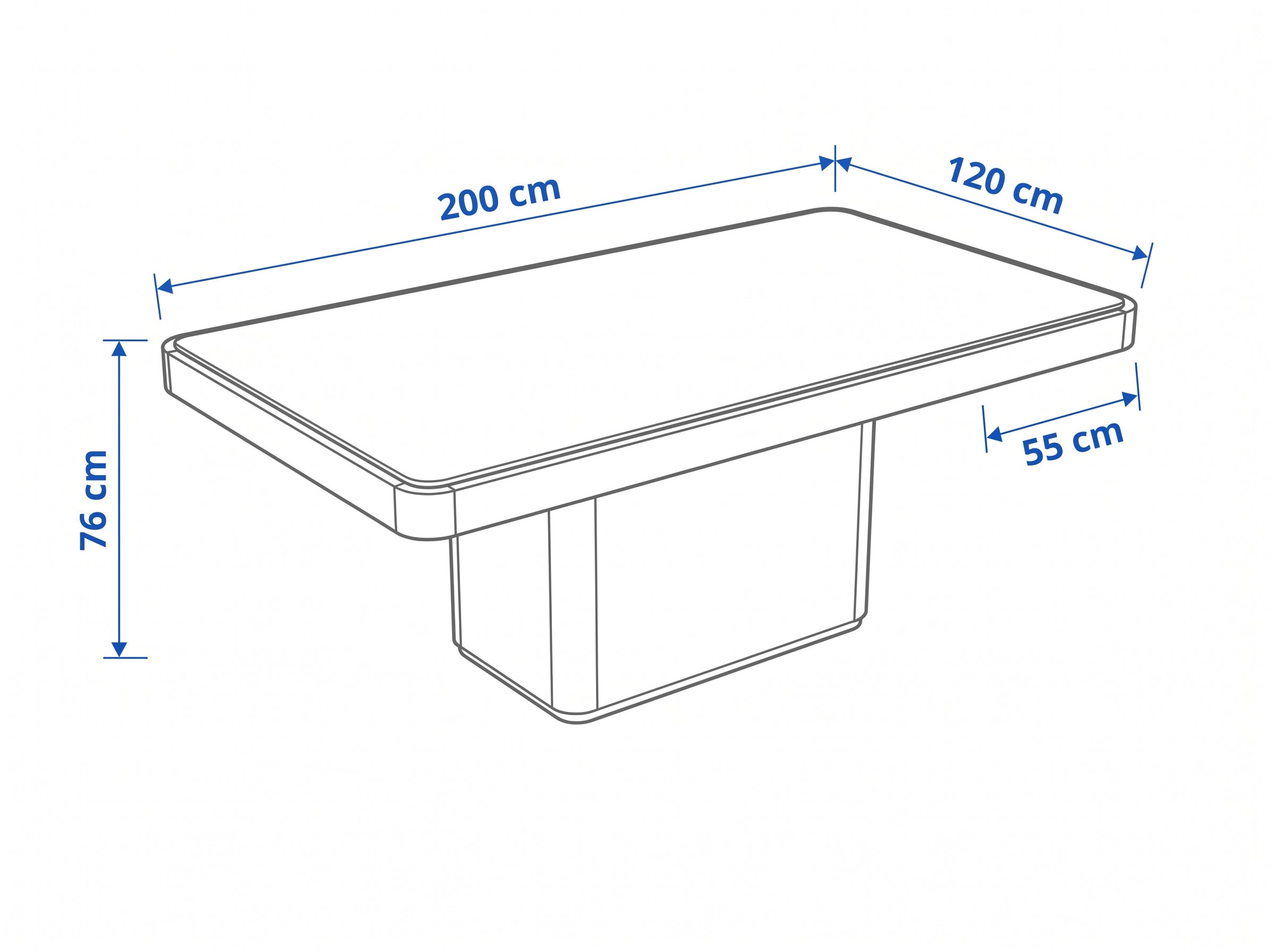 Dimensiones — MESA COMEDOR PIEDRA 8 PUESTOS