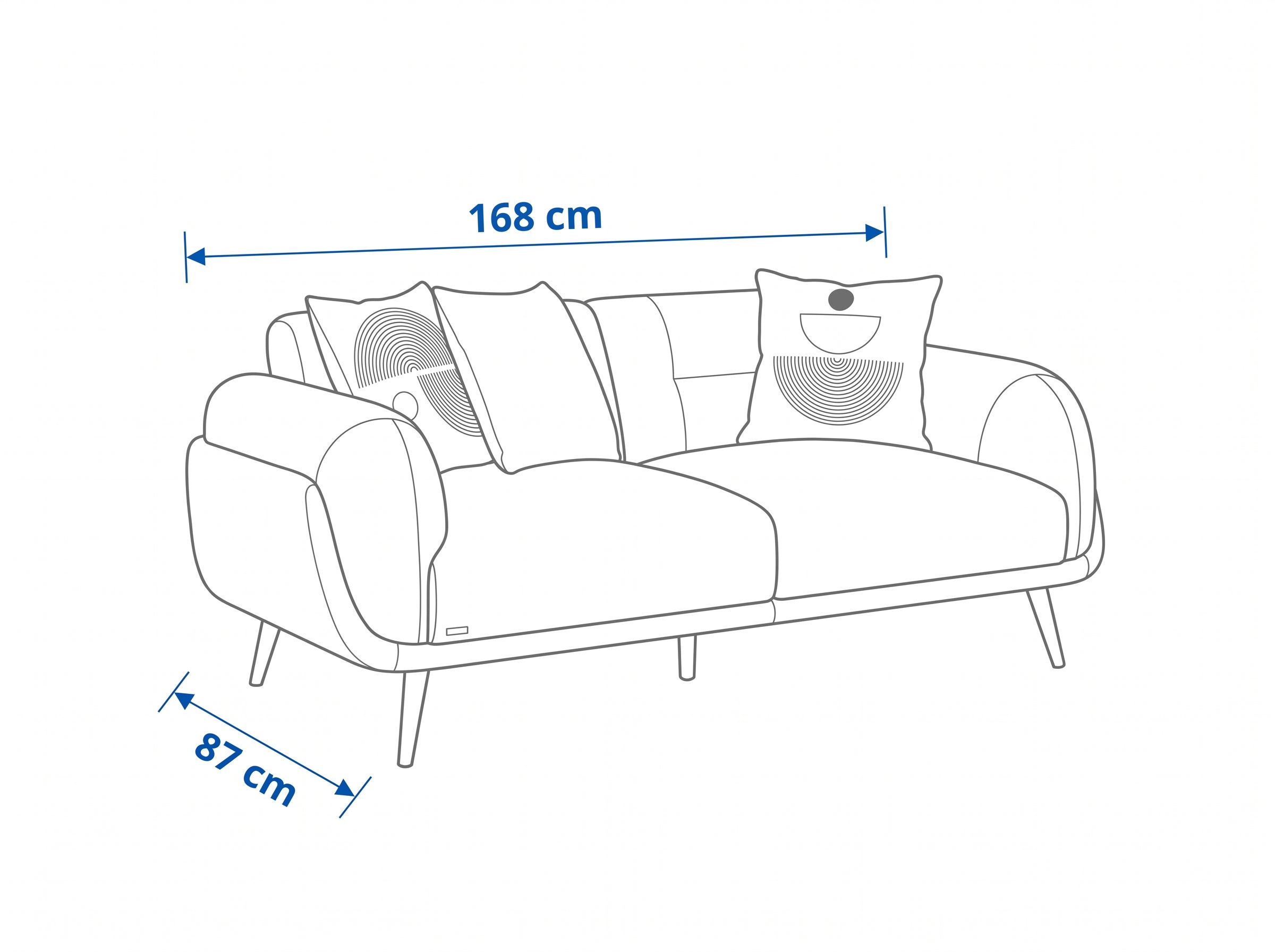 Dimensiones — SOFA DOBLE ALMA TAPIZ /MICROCUERO