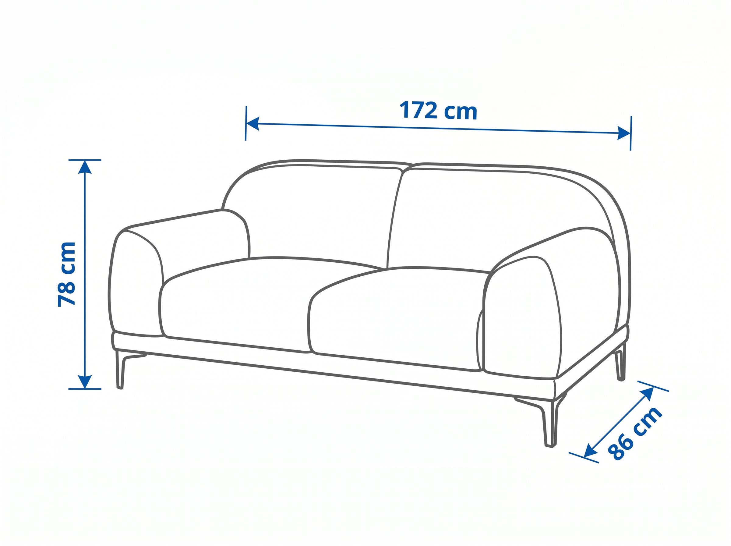 Dimensiones — SOFA DOBLE ARCADIA