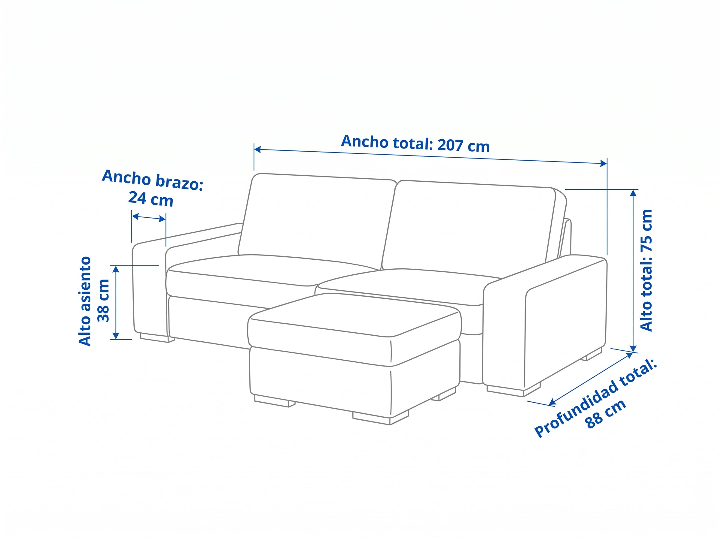 Dimensiones — SOFA TRIPLE CEIBO