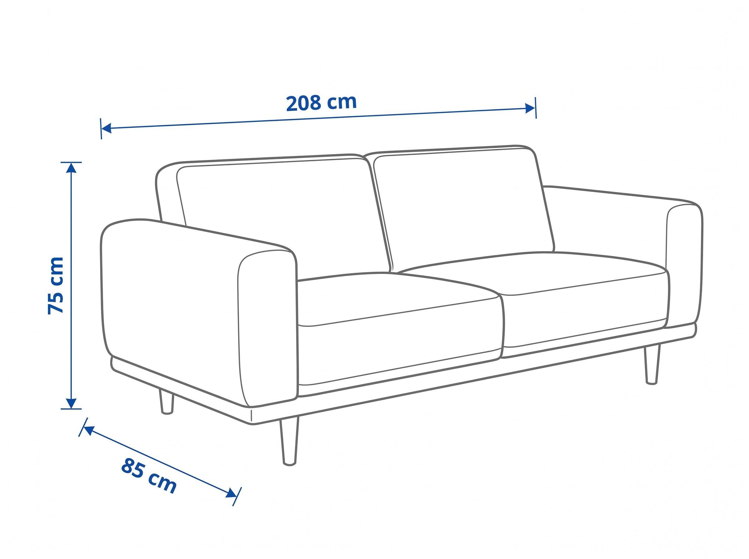Dimensiones — SOFA TRIPLE PALMIRA