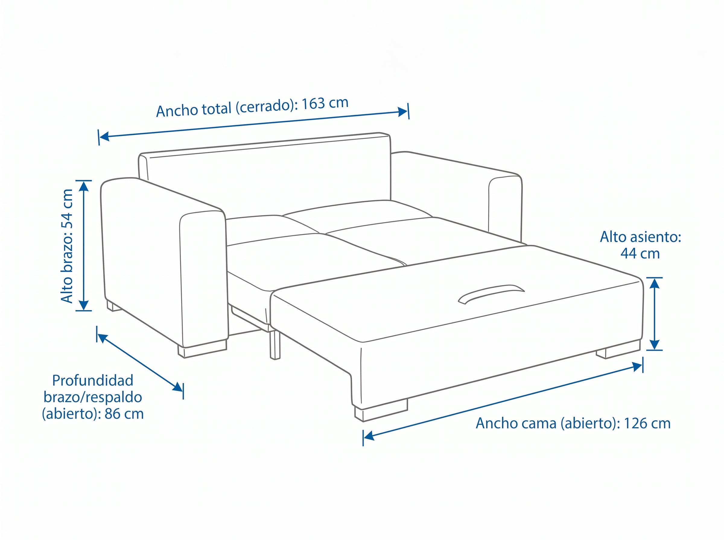 Dimensiones — SOFA CAMA BURGAY