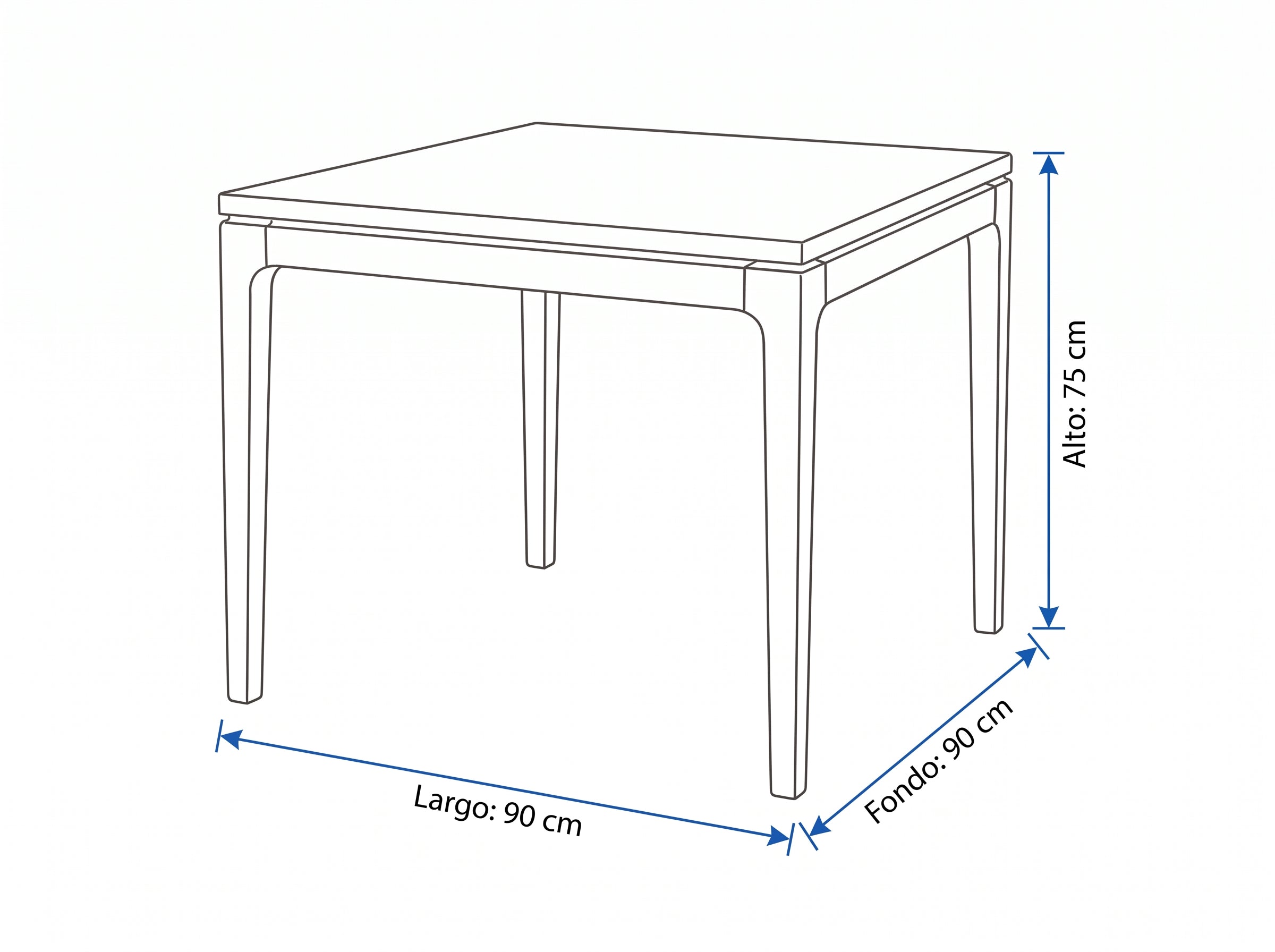 Dimensiones — MESA COMEDOR ILALO 4 PUESTOS