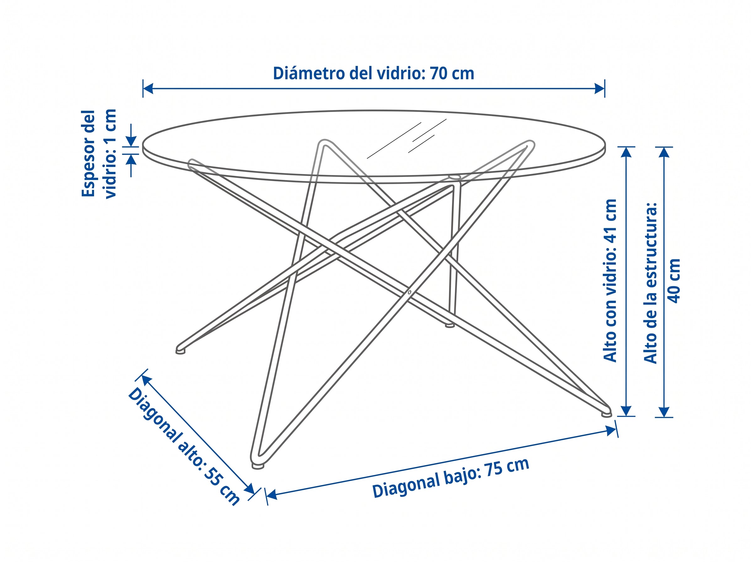 Dimensiones — MESAS DE CENTRAL ANTISANA VIDRIO