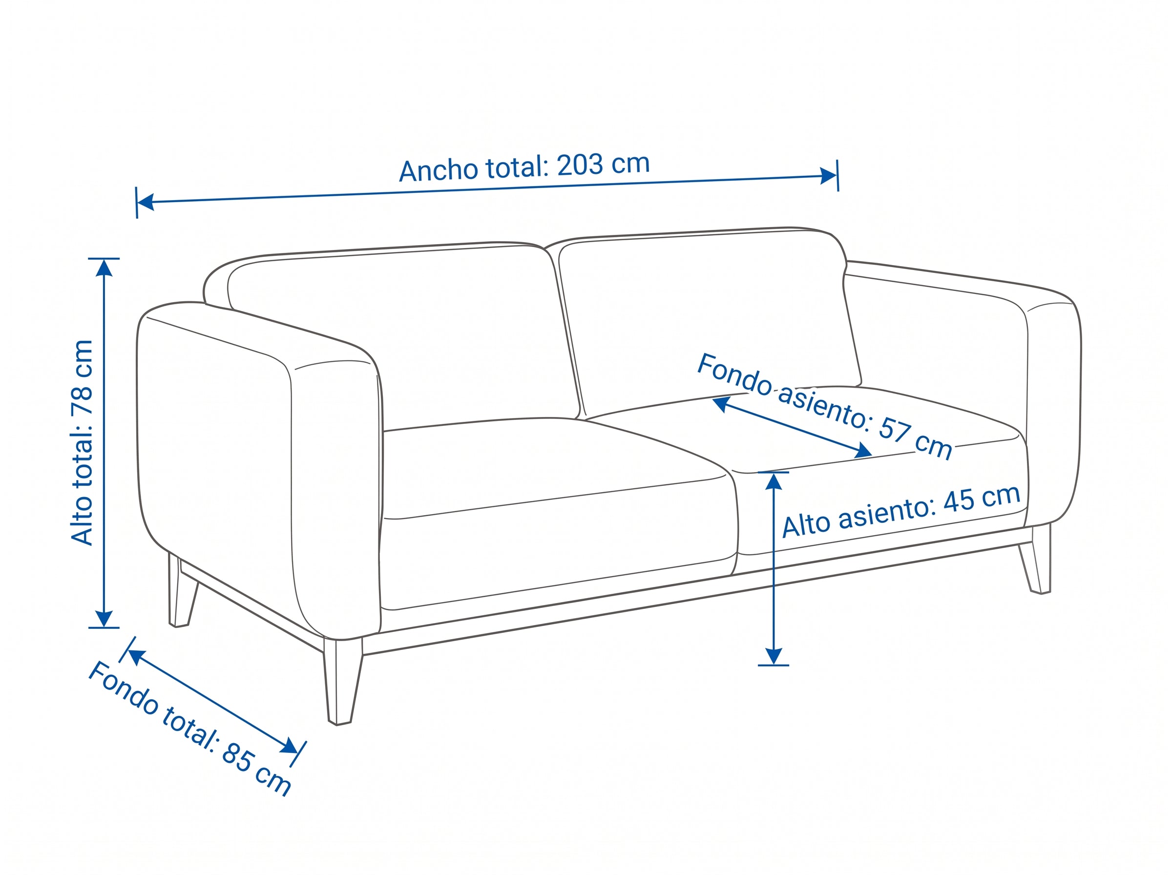 Dimensiones — SOFÁ TRIPLE ANZU