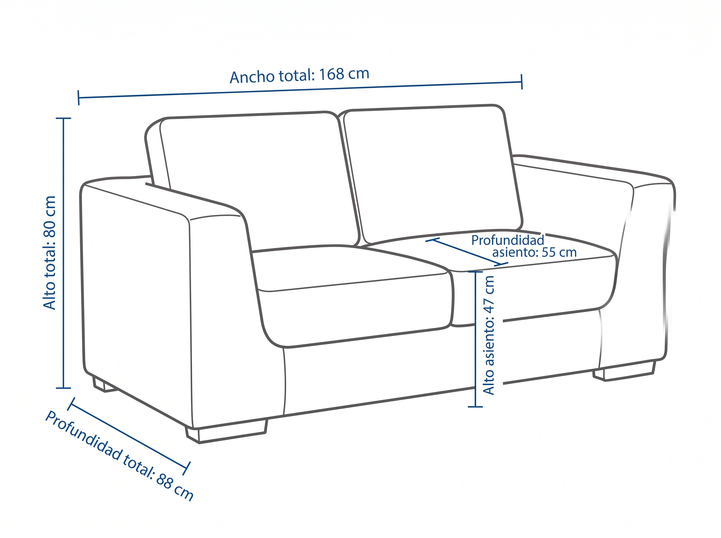 Dimensiones — SOFA DOBLE COJIMIES