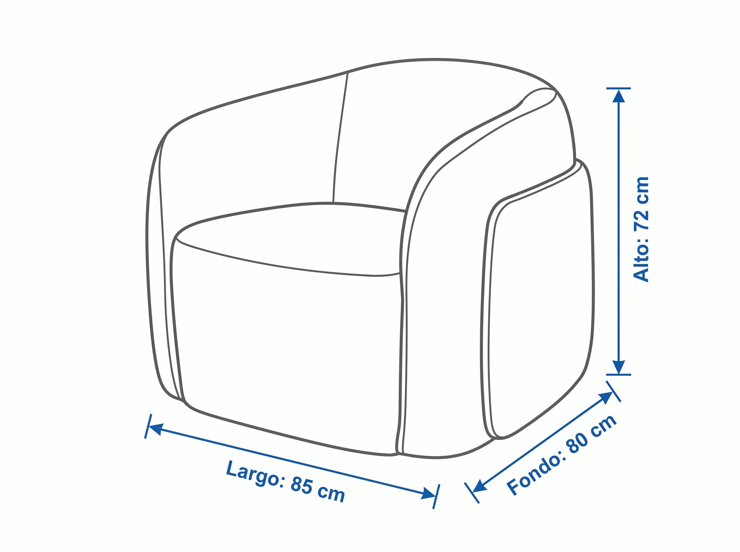 Dimensiones — BUTACA ALMA GIRATORIA TAPIZ /MICROCUERO